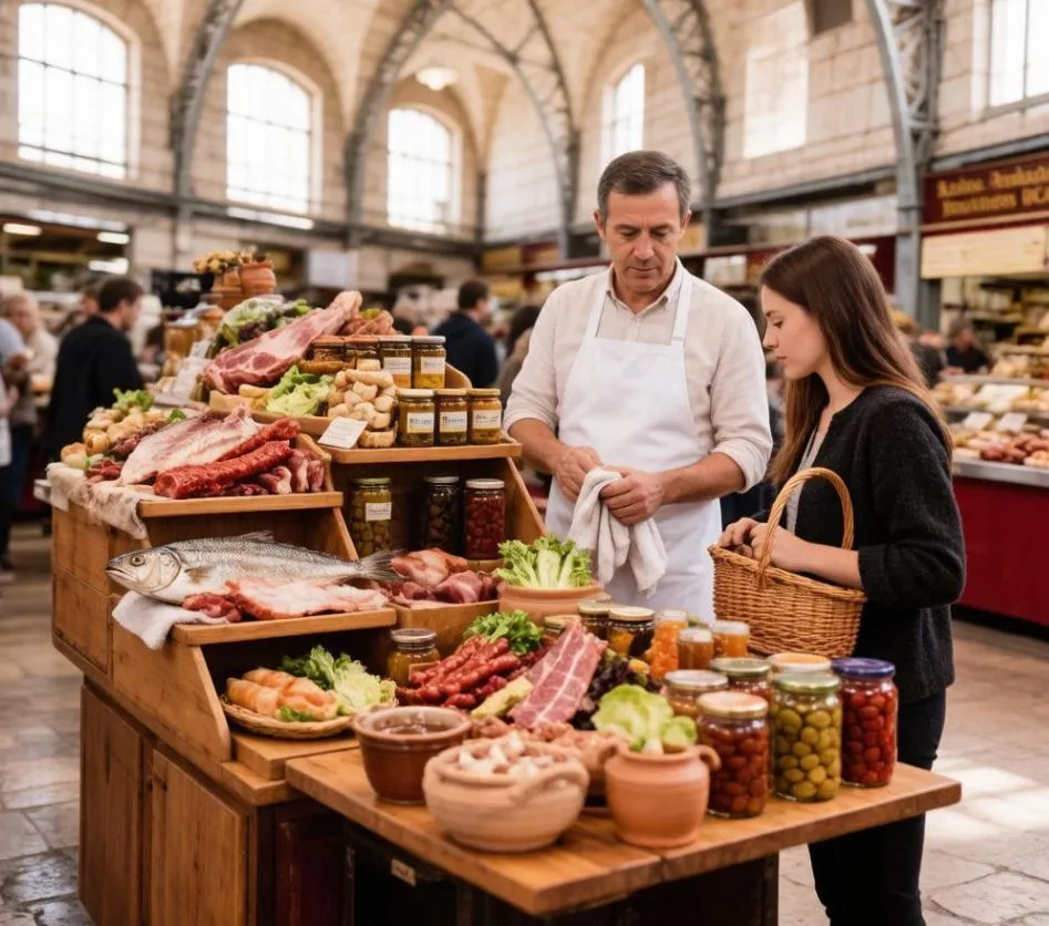 Puestos tradicionales de salazones en el Mercado Central de Alicante